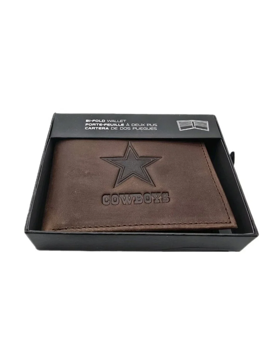 Dallas Cowboys Premium Brown Leather Wallet, Bifold, Embossed NFL Authentic NEW